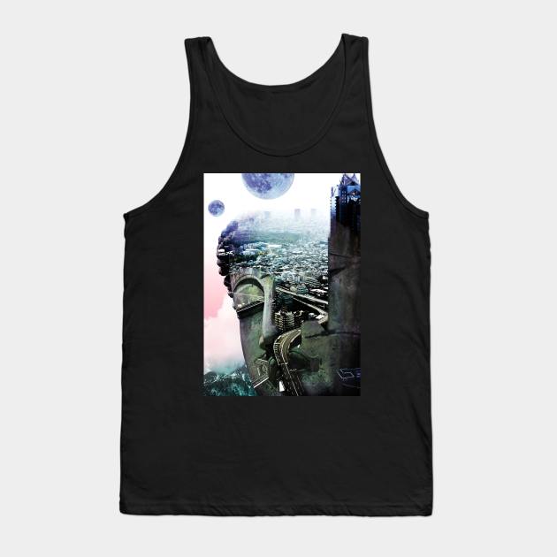 City Buddha Photo manipulation Multiple exposure Tank Top by Glass Table Designs